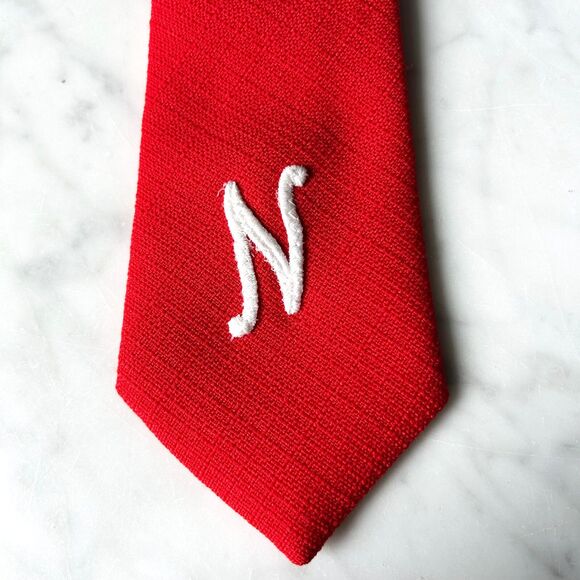 Vintage Nebraska Cornhusker Neck Tie Red White Embroidered N by Story Cravats - Picture 3 of 6